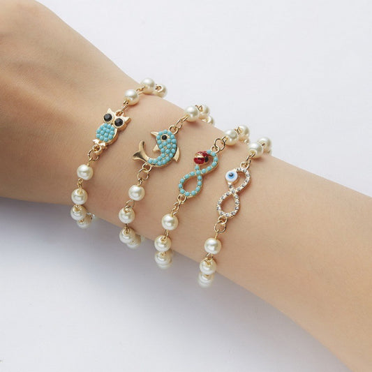 Rhinestone Pearl Bracelet Women Accessories