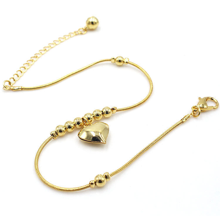 Gold Heart Shaped Pendant Anklet