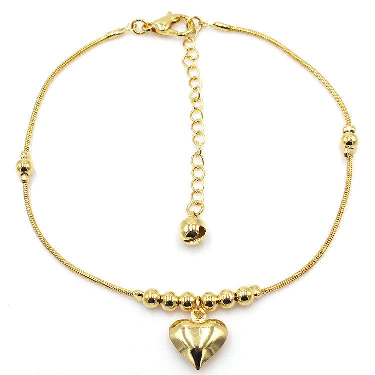 Gold Heart Shaped Pendant Anklet