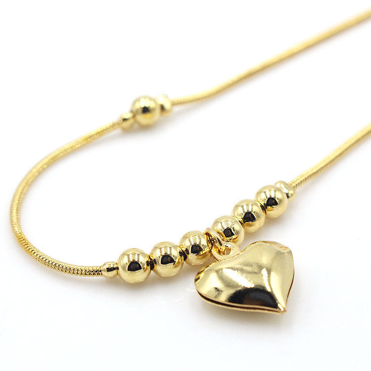 Gold Heart Shaped Pendant Anklet