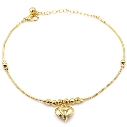 Gold Heart Shaped Pendant Anklet