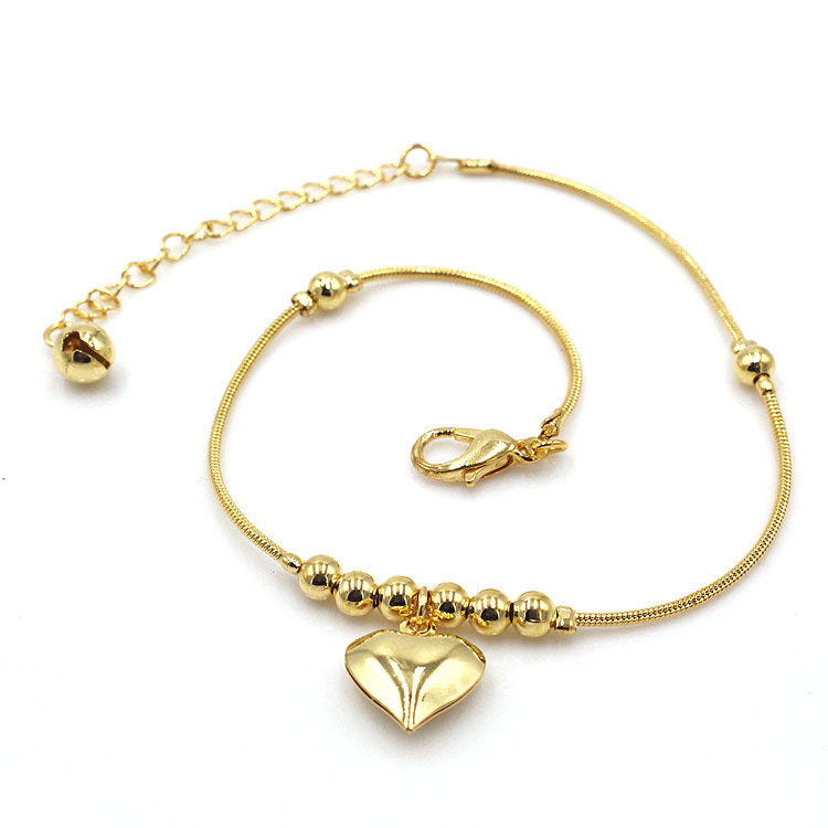 Gold Heart Shaped Pendant Anklet