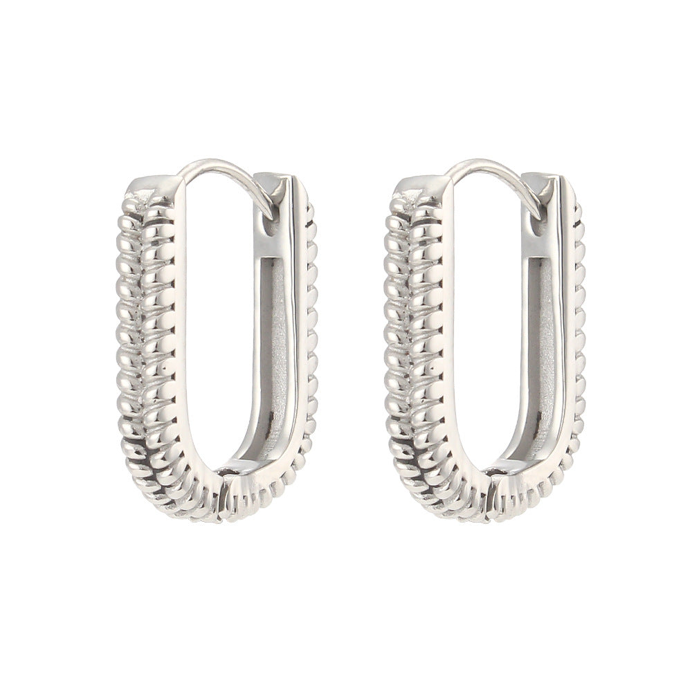 Stainless Steel Rectangular Ear Clip Women Earring Accessories