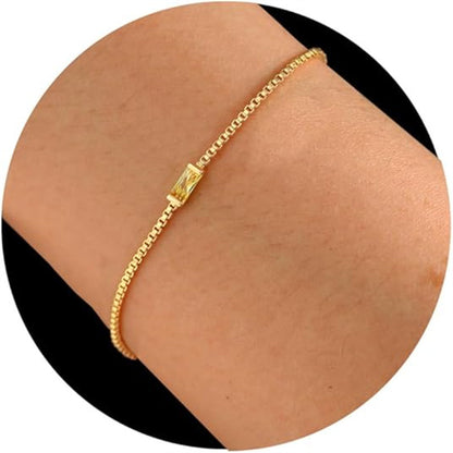 Zircon Box Chain Bracelet Accessories Gift For Women